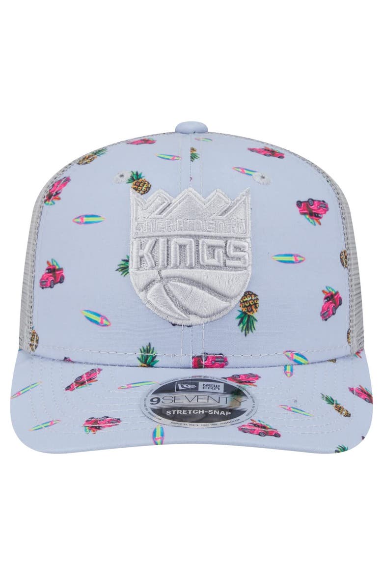 Men's New Era Light Blue/Gray Sacramento Kings Adventure Aloha Pattern 9SEVENTY Stretch-Snap Hat, Alternate, color, Light Blue