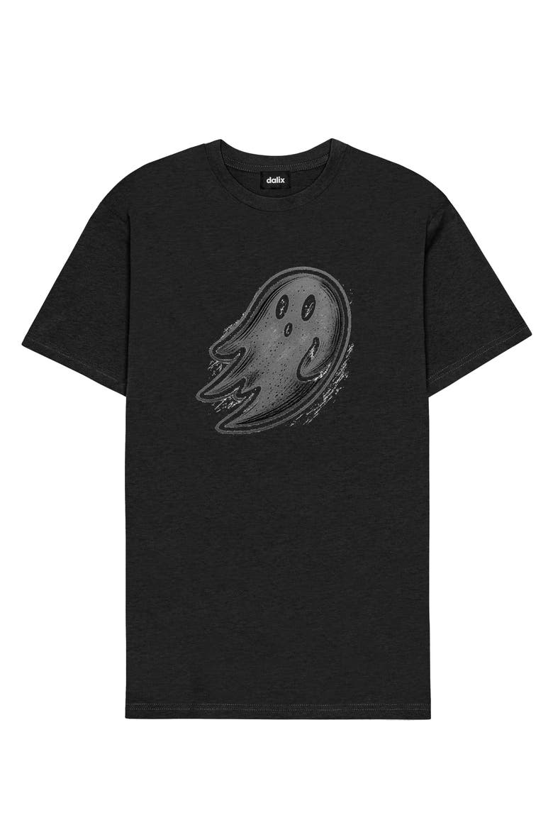 Mens Distressed Ghost Tee, Main, color, Black
