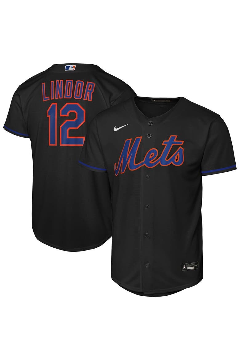 Youth Nike Francisco Lindor Black New York Mets Alternate Replica Jersey, Main, color, Black