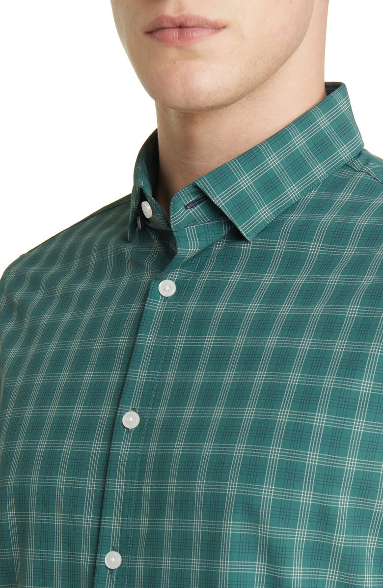 Mizzen+Main Leeward Trim Fit Bistro Green Check Peformance Button-Up Shirt, Alternate, color, 