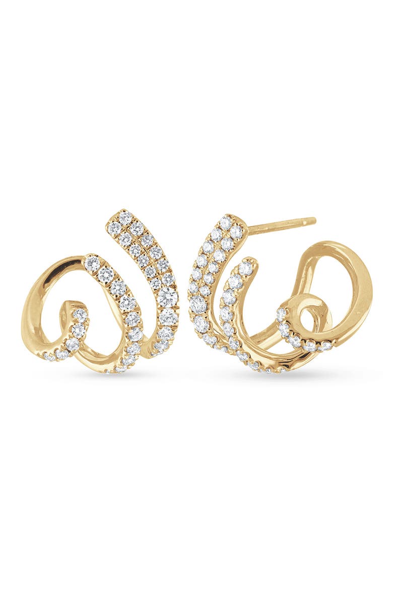Liora 18k Gold Diamond Wavy Wrap Stud Earrings, Main, color, 18K YELLOW GOLD