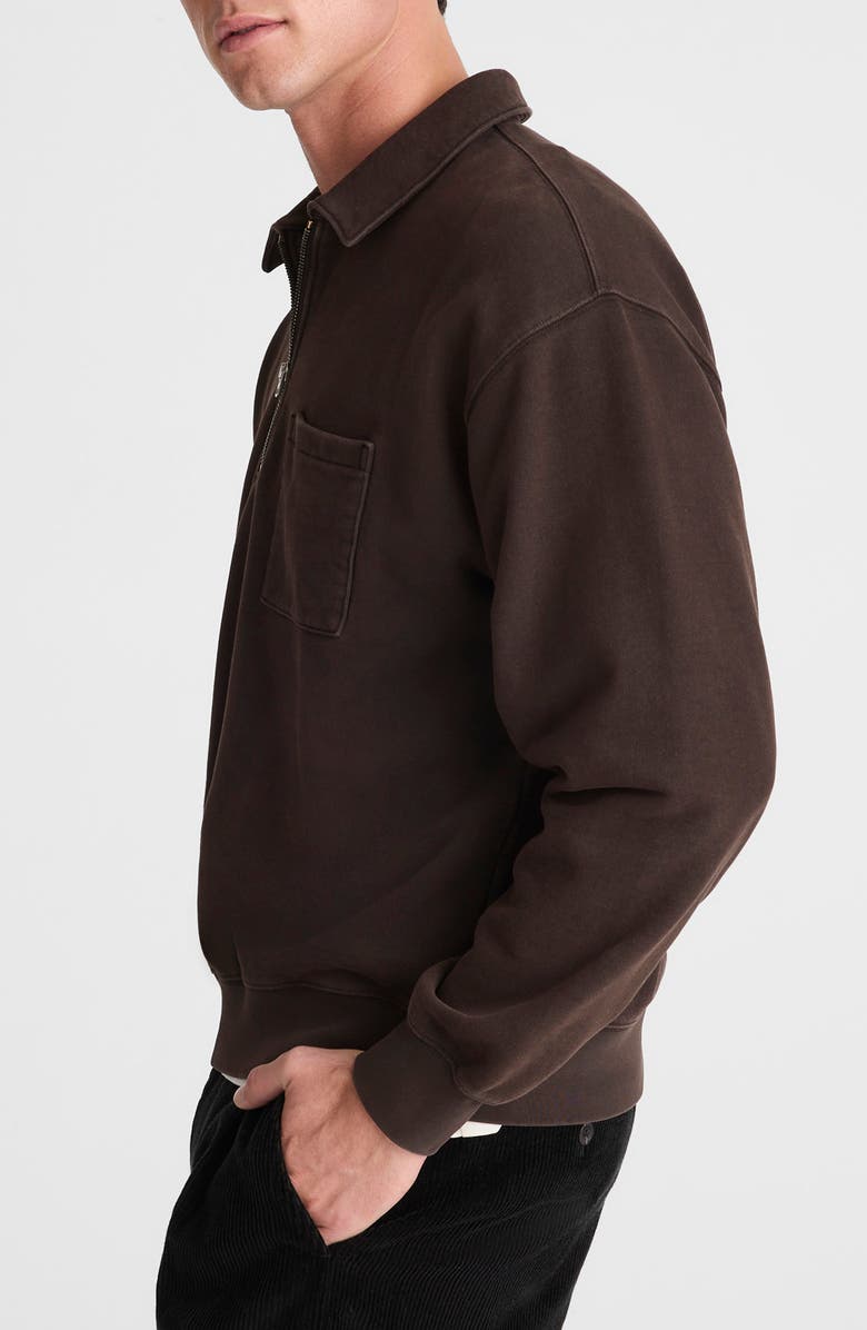 Madewell The McCarren Midweight Quarter Zip Sweatshirt, Alternate, color, Molasses