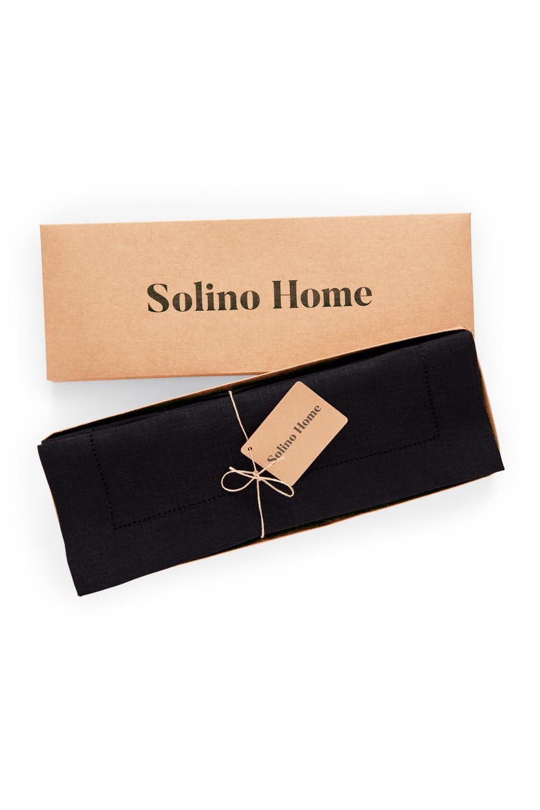 Linen Placemats Set of 4, 14 x 19" - Medium Weight Hemstitch, Alternate, color, Black