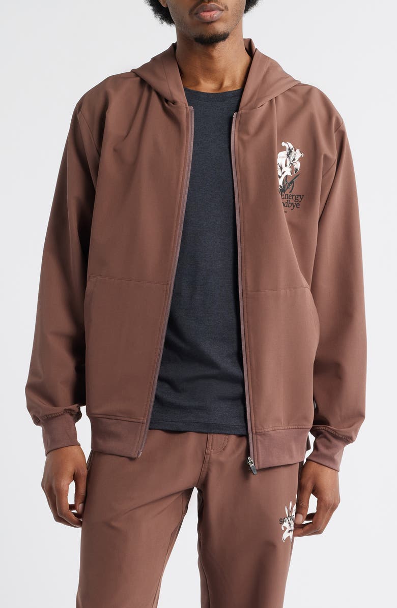 SANTO STUDIO Tempo Good Energy Tech Water Resistant Hooded Jacket, Main, color, Holy Brown
