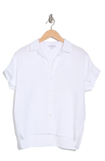 JAMES PERSE JAMES PERSE SHORT SLEEVE LINEN BUTTON-UP SHIRT 