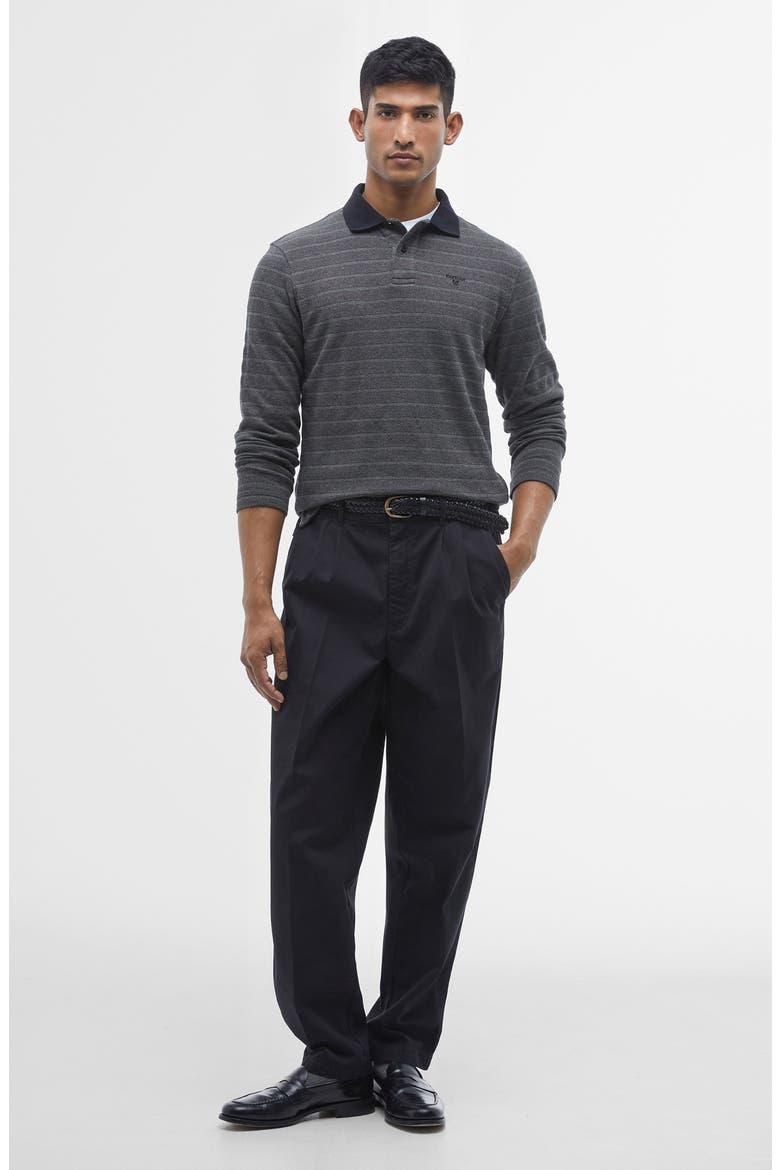 Cleveland Ribbed Long Sleeve Polo, Alternate, color, BLACK MIX