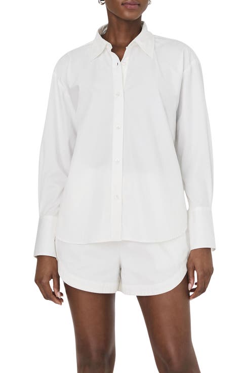 Alexis Oversize Crossover Cotton Button-Up Shirt