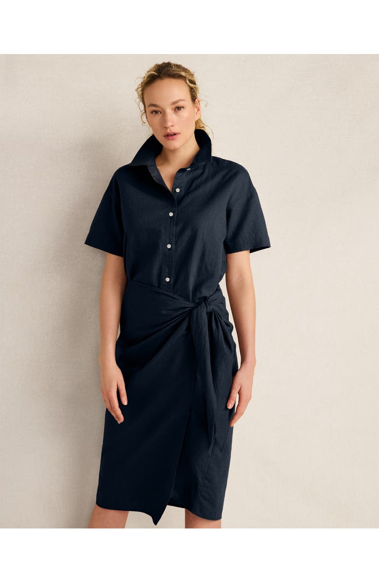 Haven Well Within Organic Cotton Linen Wrap Dress, Main, color, Indigo Ink
