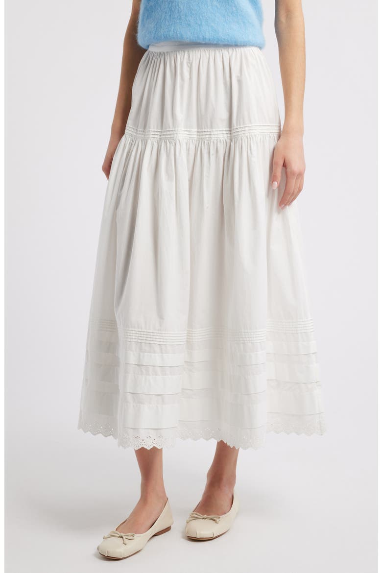 Sebastiane Tiered Organic Cotton Poplin Maxi Skirt, Main, color, POWDER