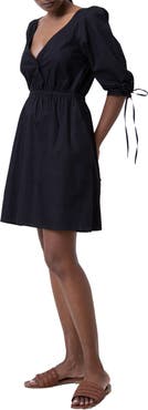 Reistor Gathered Elbow Sleeve Short Dress