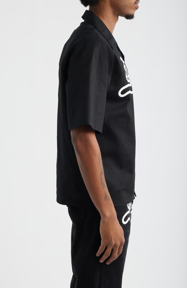 ICECREAM Camper Short Sleeve Button-Up Shirt, Alternate, color, Black