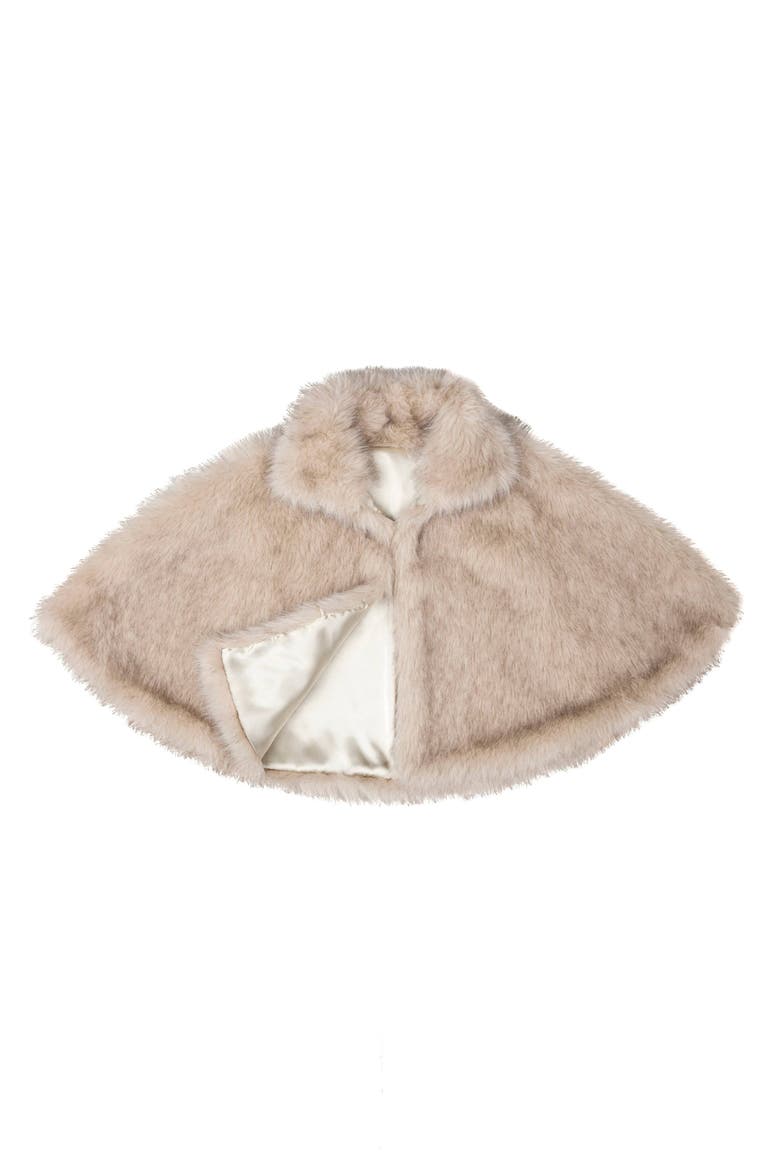 Faux Fur Capelet, Alternate, color, BEIGE