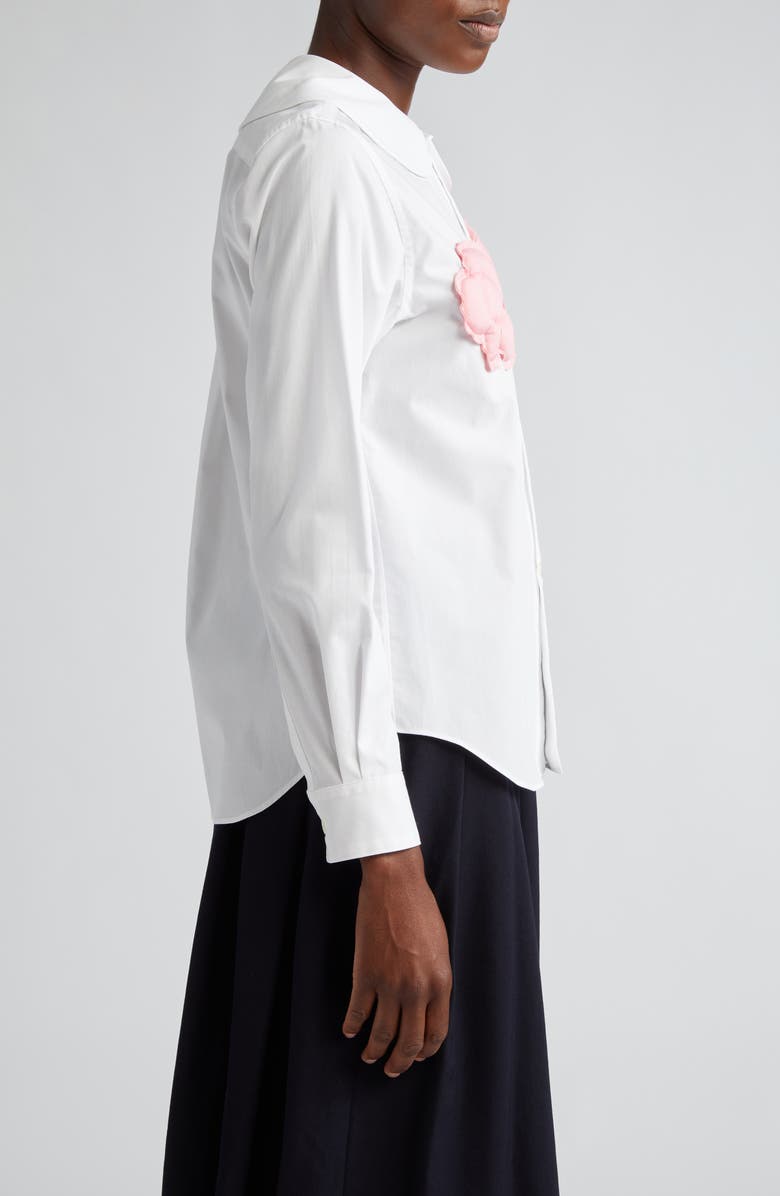 Comme des Garçons Girl Floral Appliqué Cotton Broadcloth Button-Up Shirt, Alternate, color, 