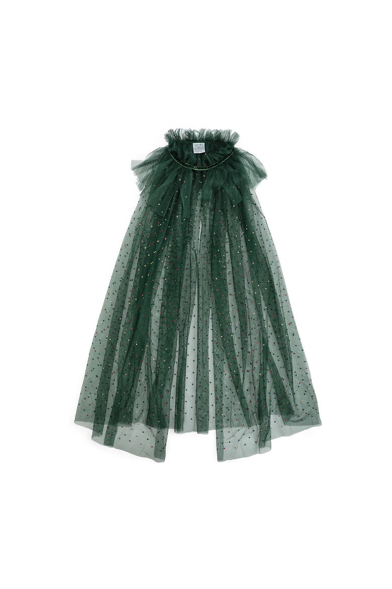 Emerald Rhinestone Christmas Cape, Main, color, Green