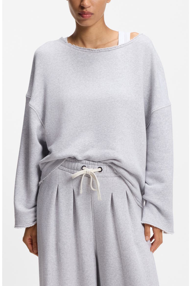 Enely Raw Edge Cotton Blend Sweatshirt, Main, color, OPEN GREY