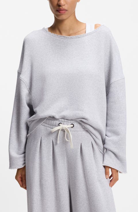 Enely Raw Edge Cotton Blend Sweatshirt