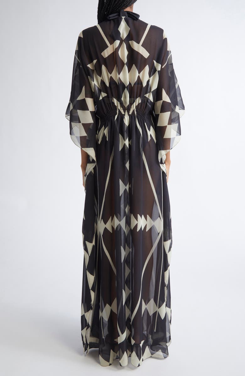 Johanna Ortiz Secret Garden Georgette Caftan Dress, Alternate, color, Black / Ecru