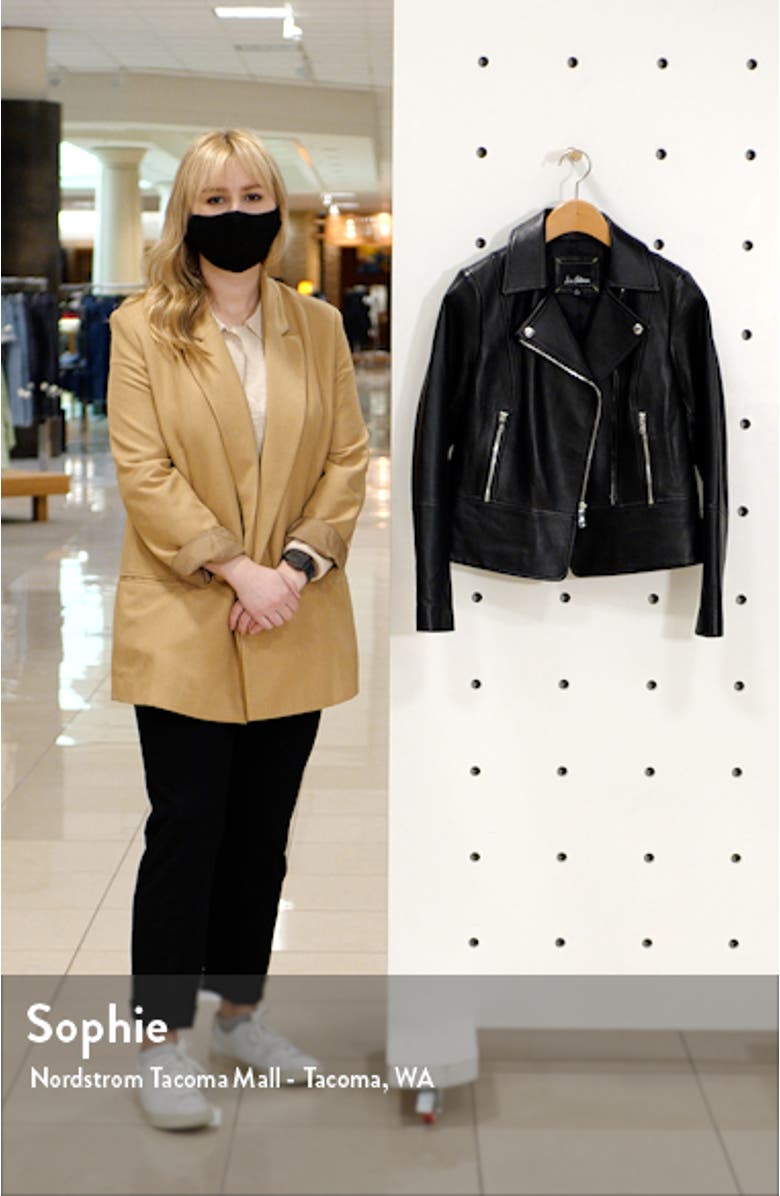 Peplum Lambskin Leather Moto Jacket, sales video thumbnail