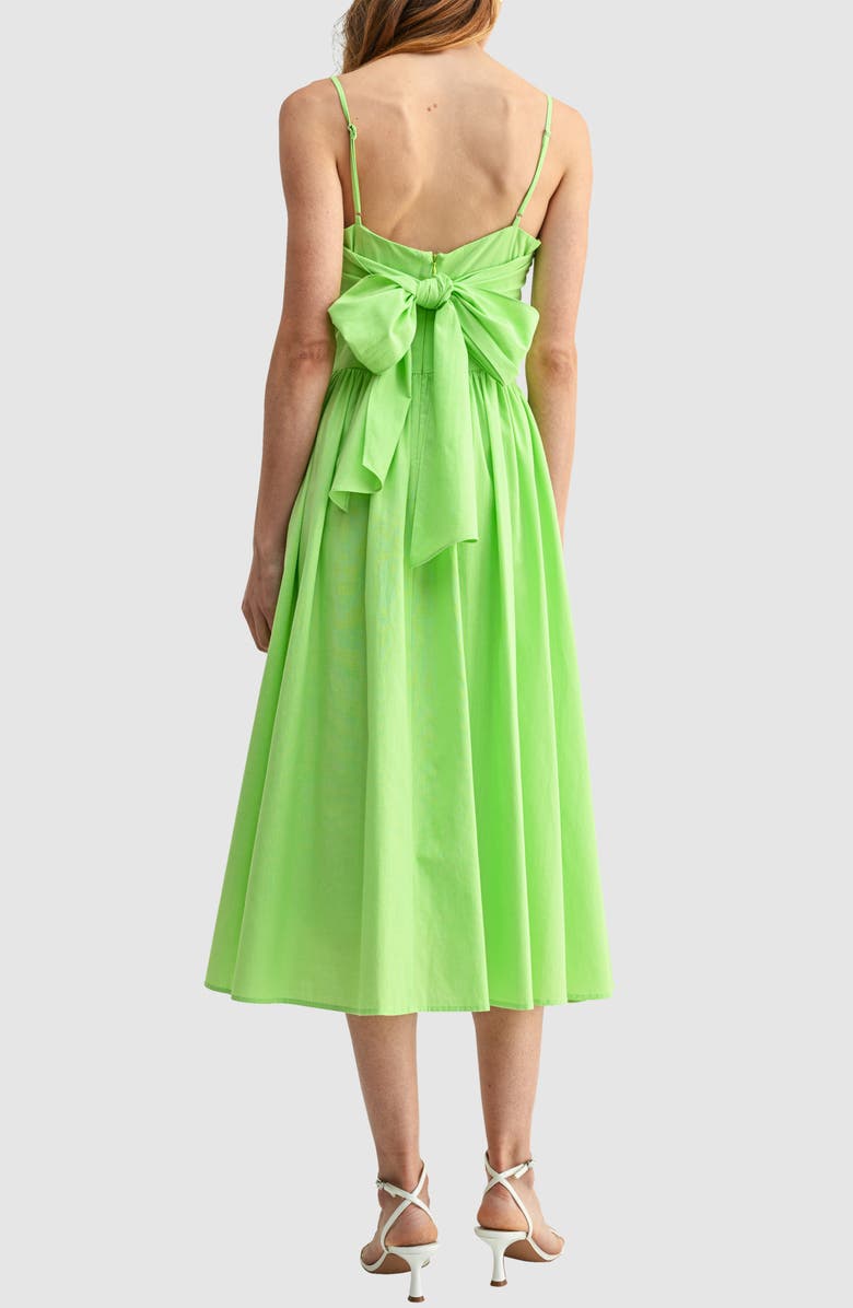 All in Favor Back Bow Fit and Flare Midi Dress, Alternate, color, Lime