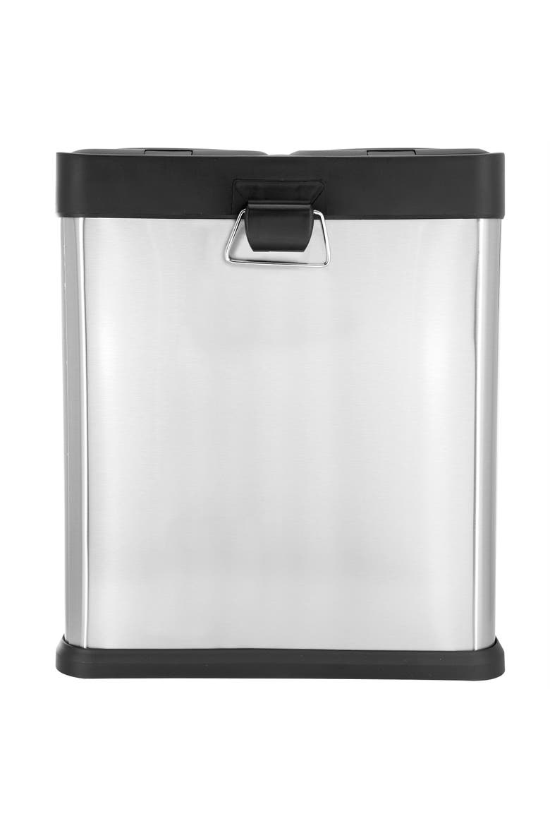 2 Section 4 Gallon Trash and Recycling Step Bin, Alternate, color, Silver