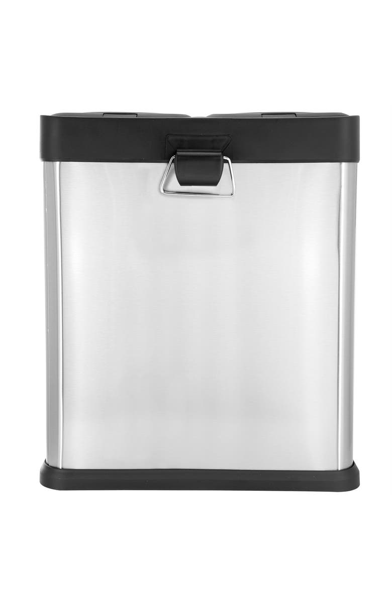 Elama 2 Section 15 Liter/ 4 Gallon Each Section Trash and Recycling Step Bin, Alternate, color, Silver