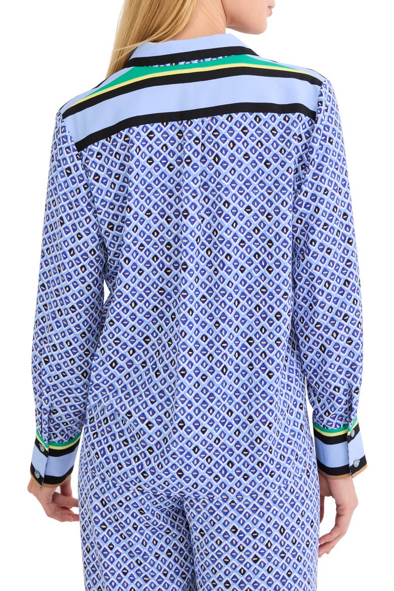Mosaic Print Button Up Shirt, Alternate, color, BLUE MULTI