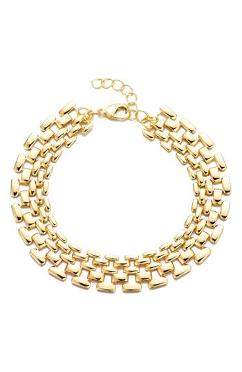 Adornia 14k Gold Plated Grid Chain Bracelet