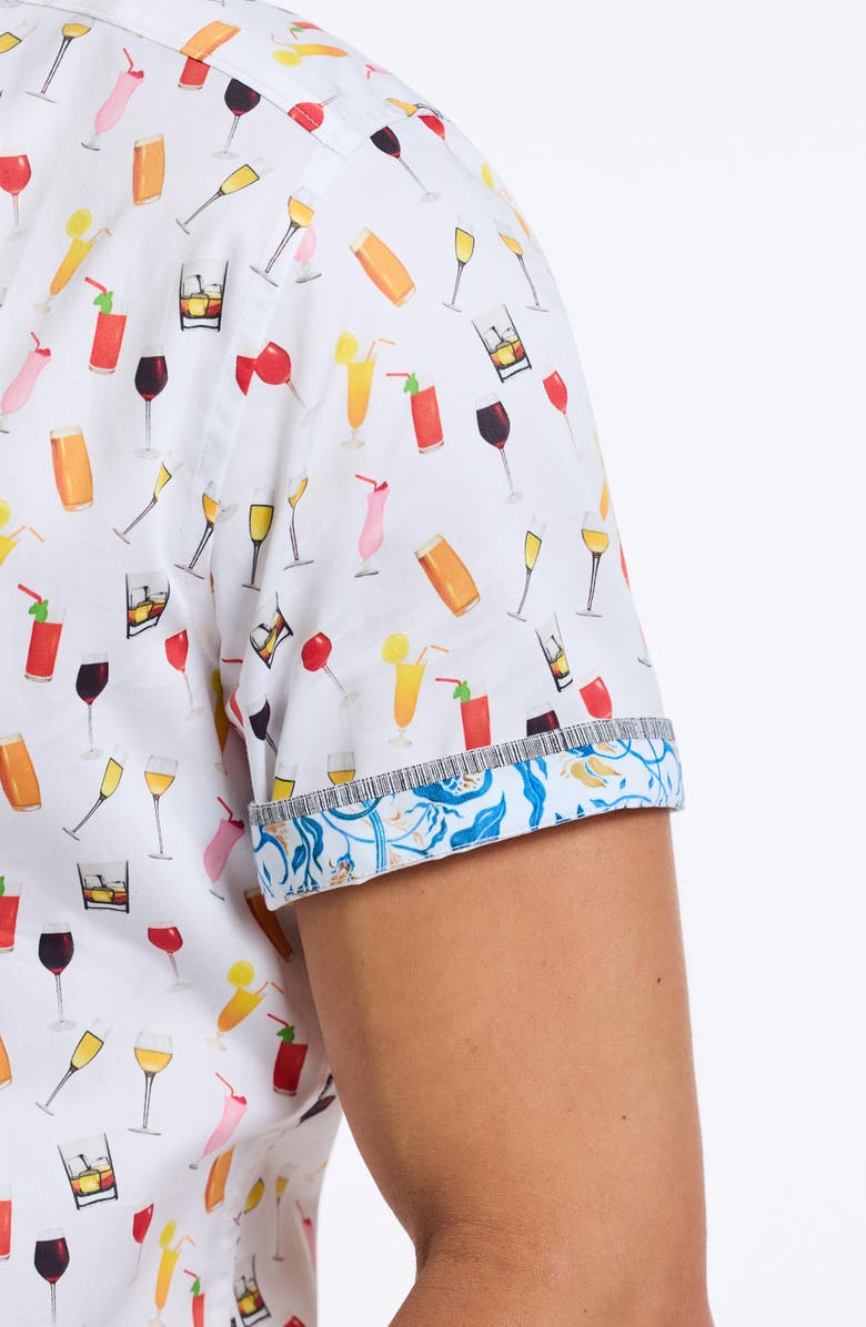 Robert Graham Short Sleeve Cotton Button-Up Shirt, Alternate, color, White