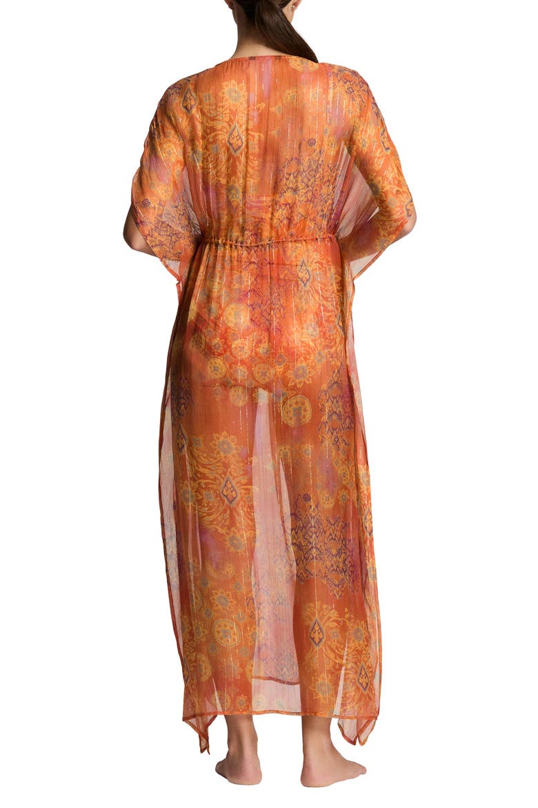 Metallic Stripe Sheer Cover-Up Caftan, Alternate, color, MULTI