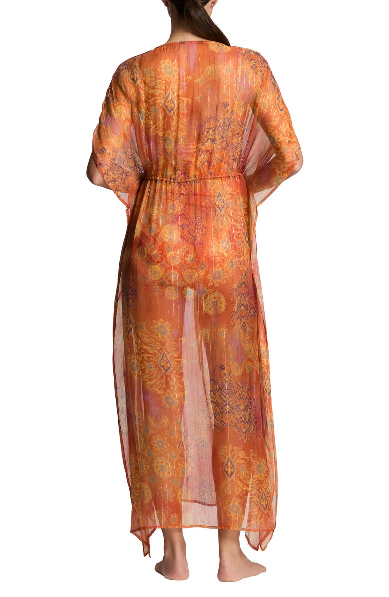 Lauren Ralph Lauren Metallic Stripe Sheer Cover-Up Caftan, Alternate, color, 