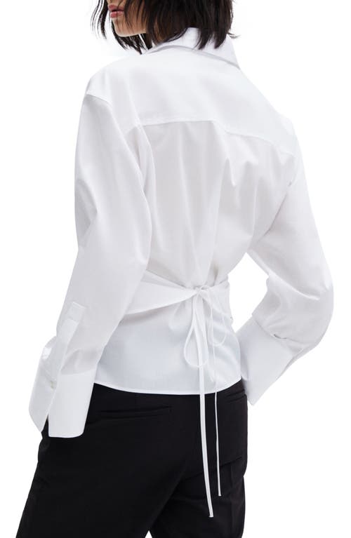 Mango Cross Front Cotton Shirt In White