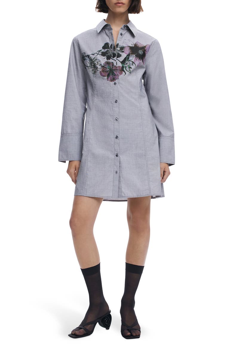Long Sleeve Shirtdress, Main, color, ANTHRACITE GRAY
