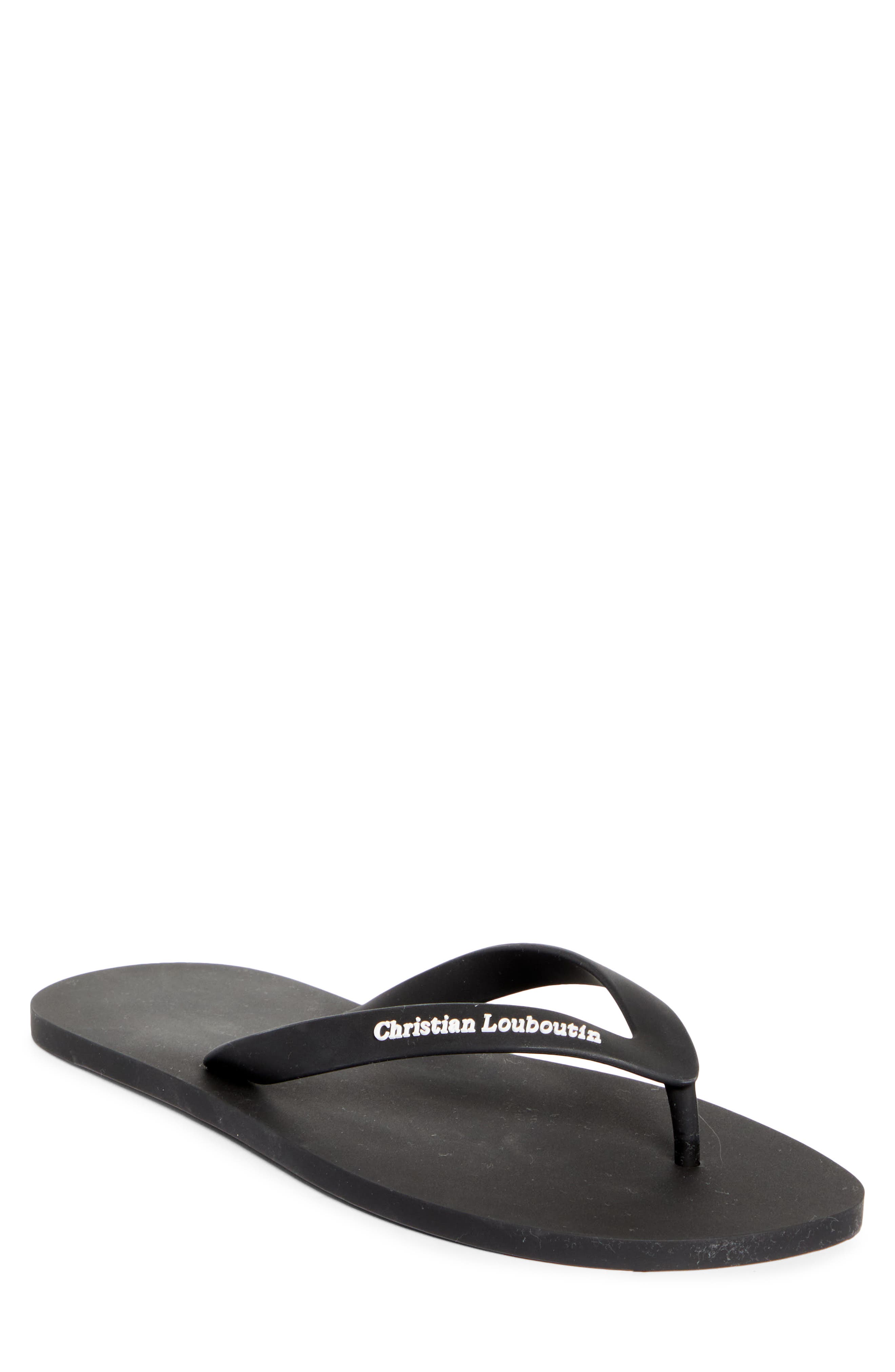 Christian Louboutin Logo Embossed Rubber Flip Flop, Main, color, Bk01-Black