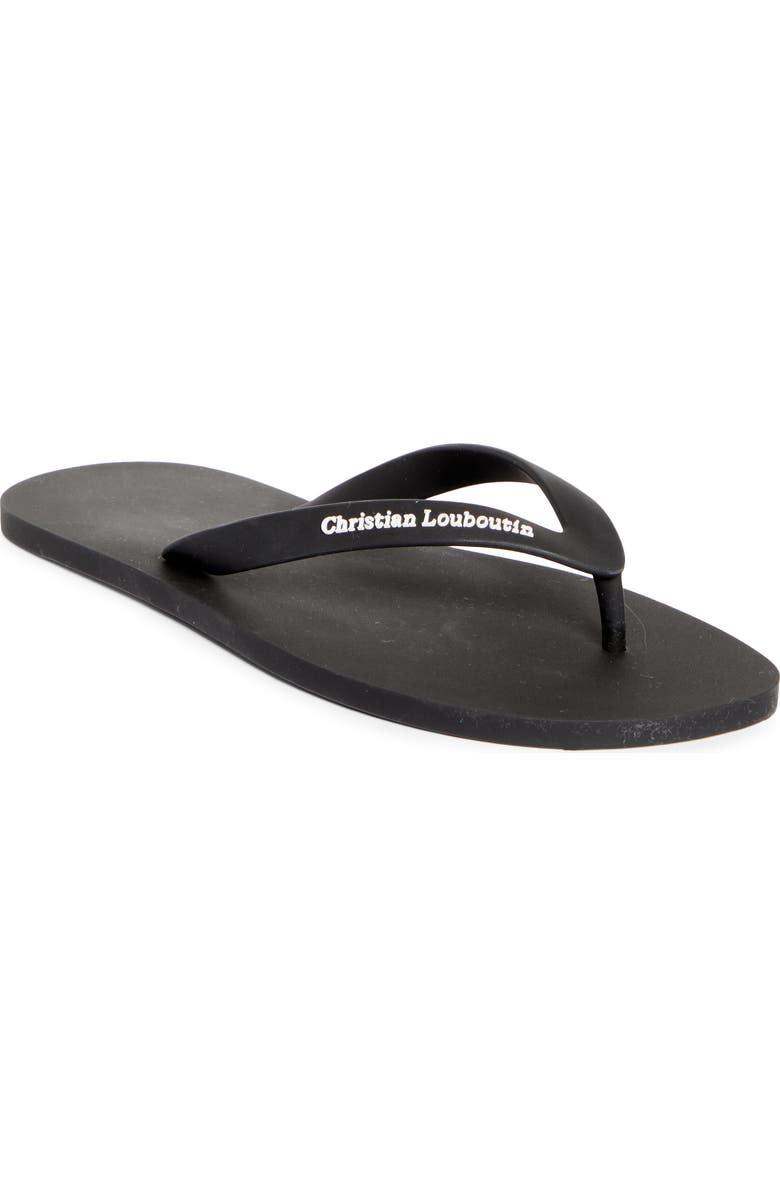 Christian Louboutin Logo Embossed Rubber Flip Flop, Main, color, Bk01-Black