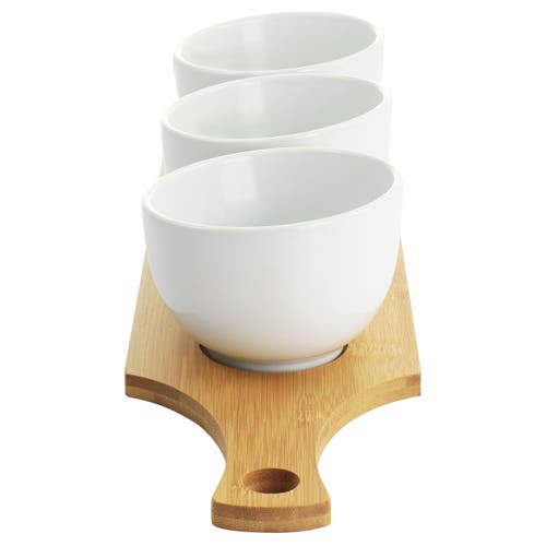 Gibson Elite Gracious Dining 4 Piece Fine Ceramic Tidbit Bowl Set With Base In White