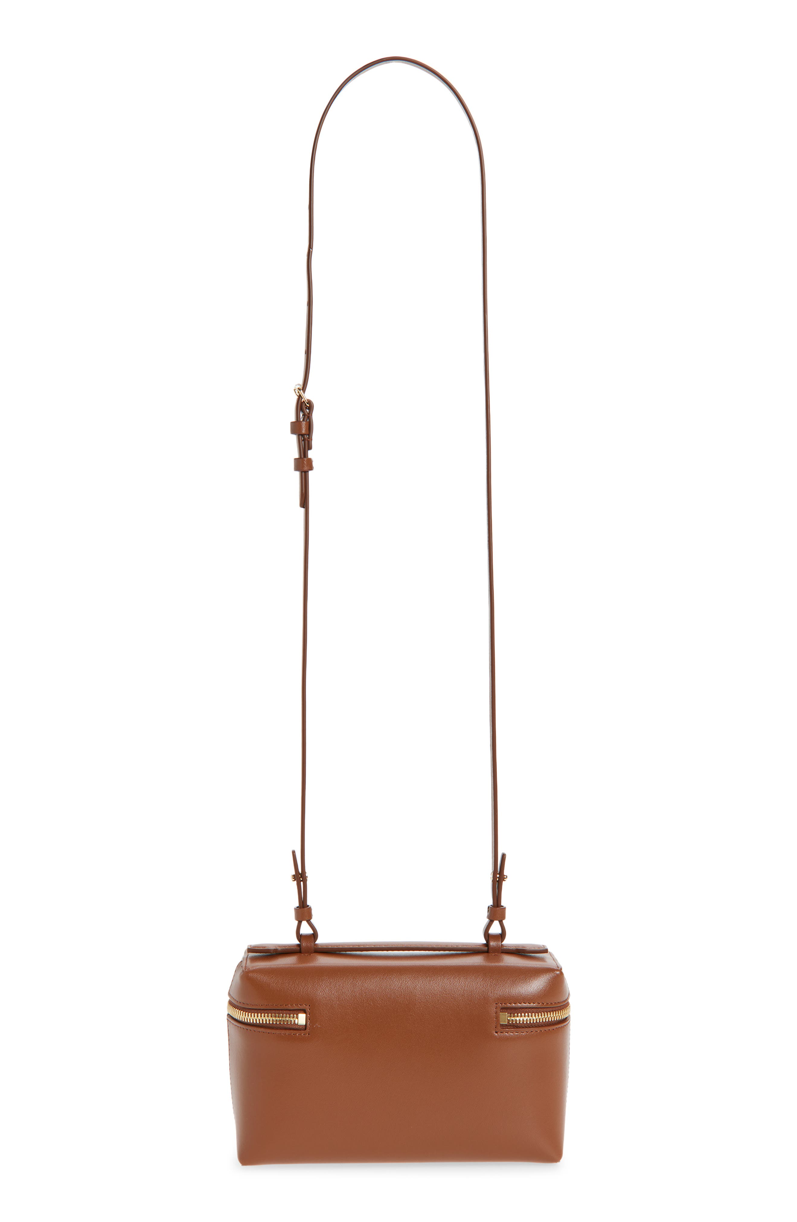 Victoria Beckham Vanity Case Leather Crossbody Bag, Alternate, color, Dark Tan