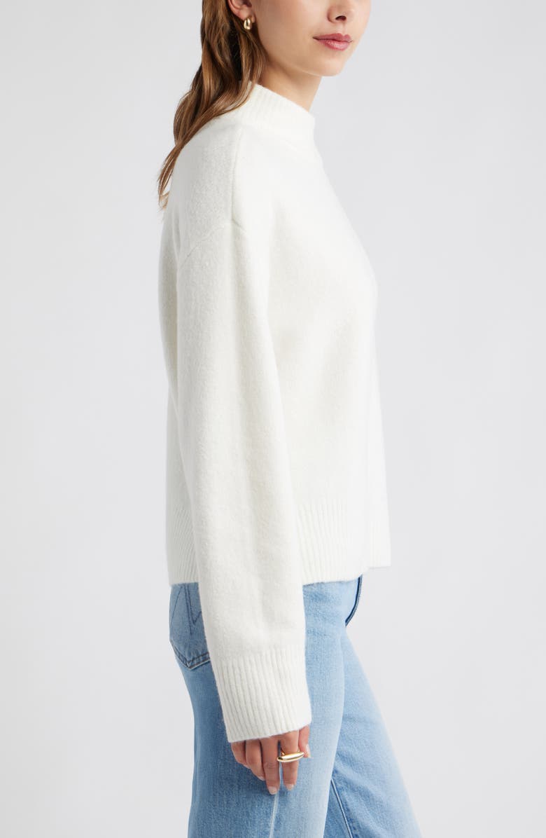 Open Edit Boxy Mock Neck Sweater, Alternate, color, Ivory