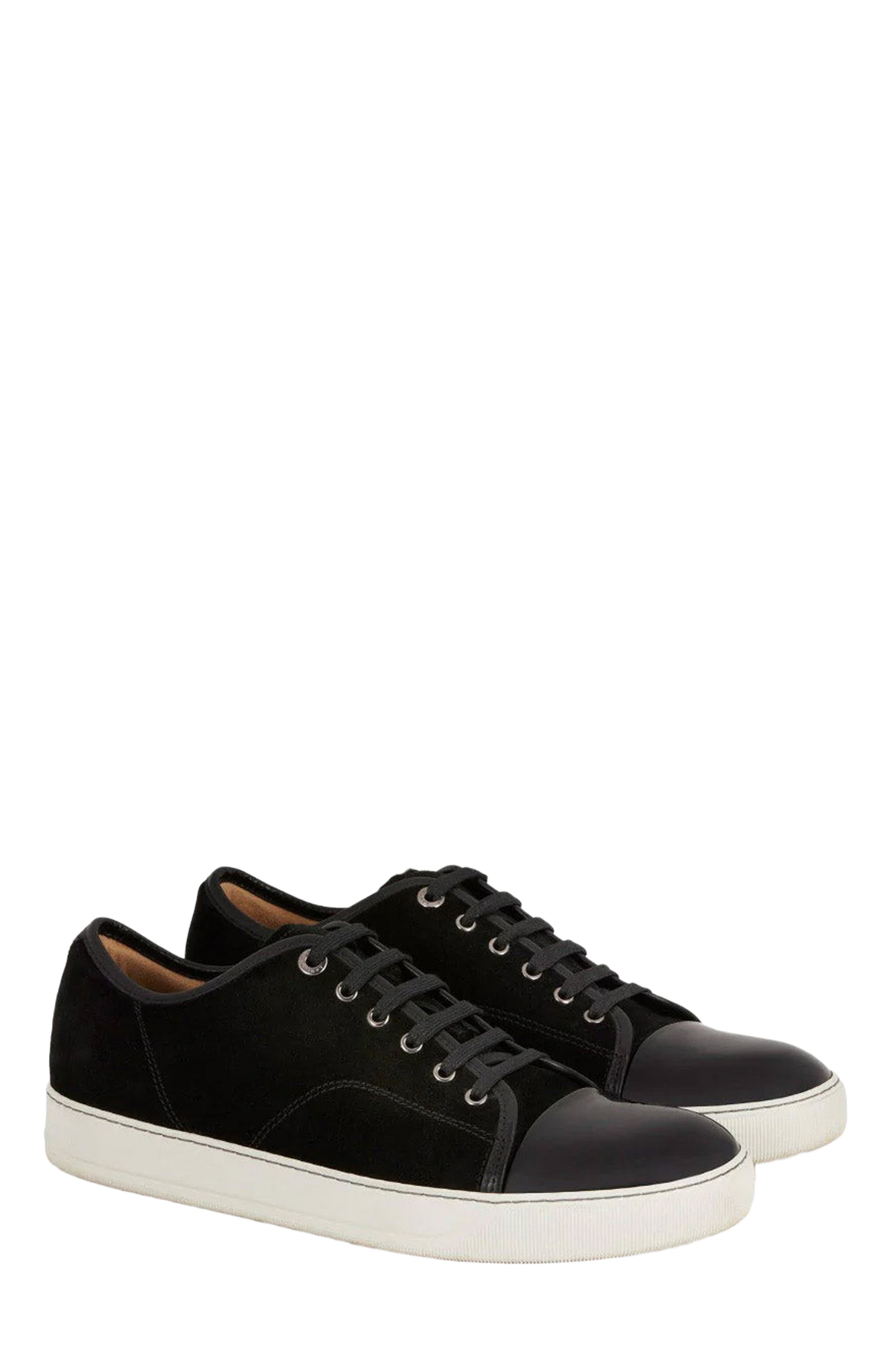 Lanvin Dbb1 Suede And Patent Leather Sneakers, Alternate, color, Black