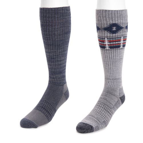 Muk Luks Tall Compression Socks 2 Pair Pack In Gray
