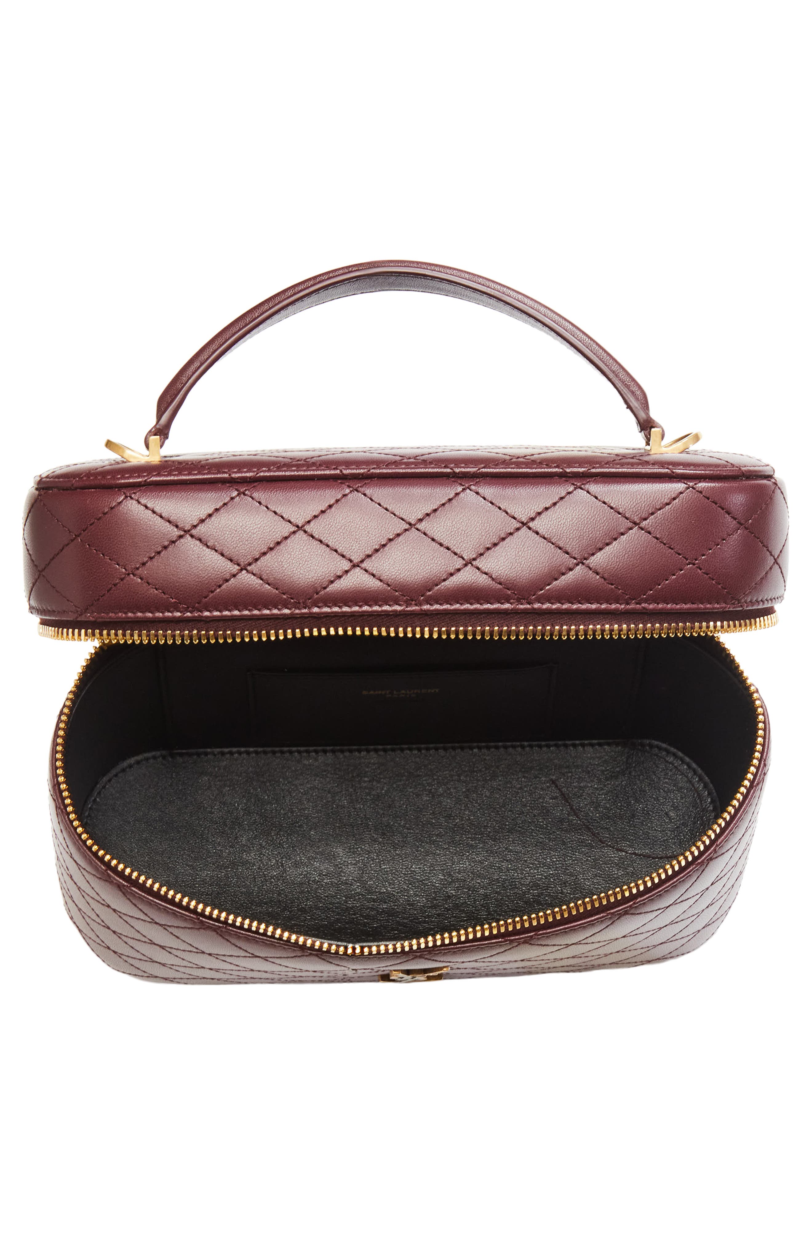 Large Gaby Quilted Leather Vanity Case, Alternate, color, ROUGE CABERNET