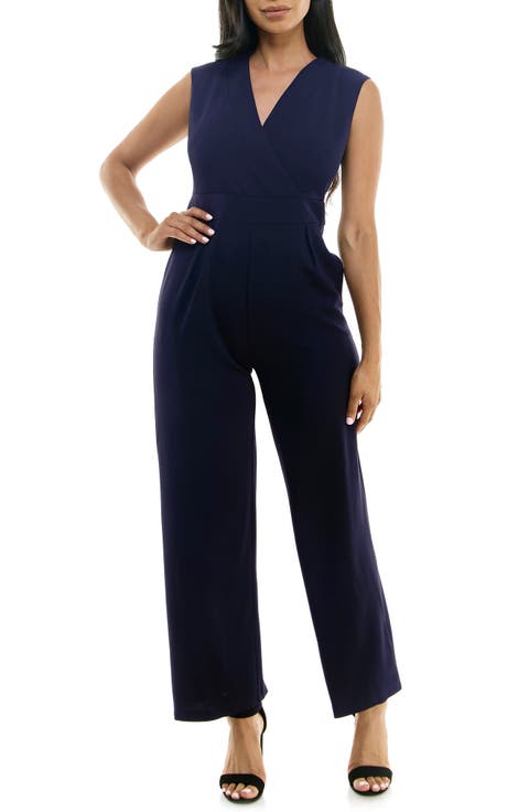 Surplice V-Neck Wide Leg Jumpsuit