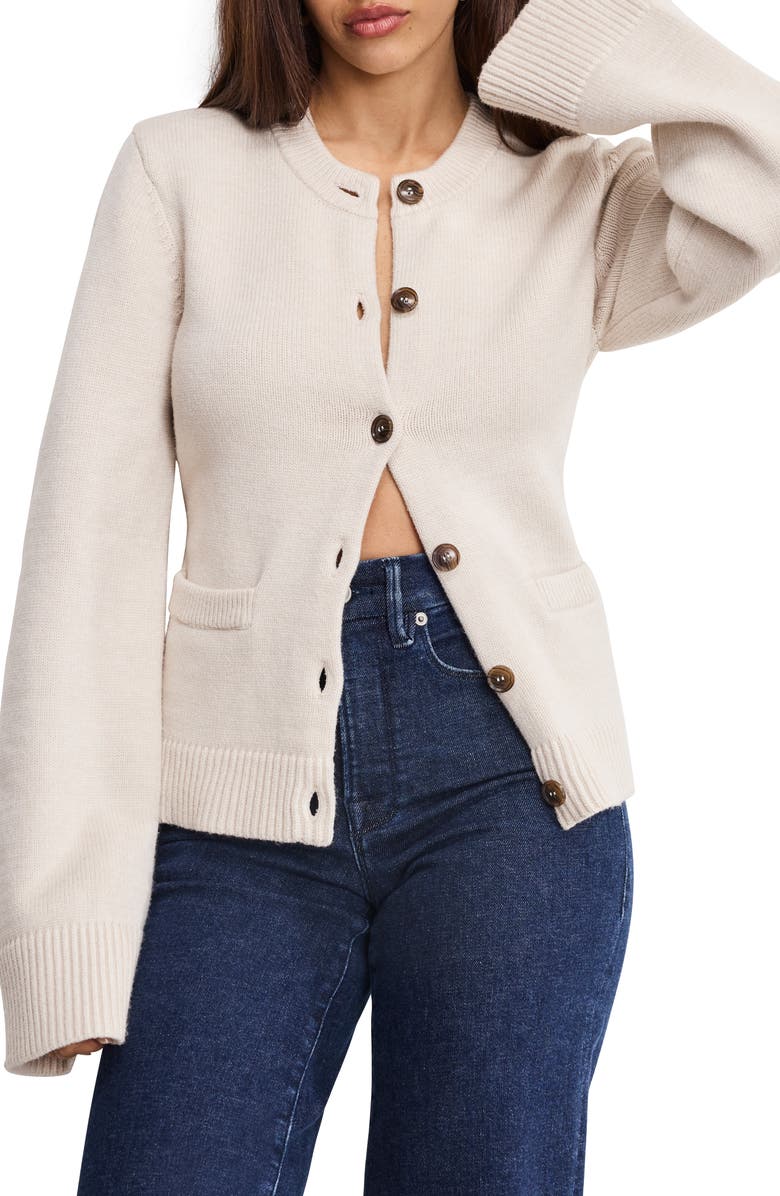 Good American Cardigan, Alternate, color, Vanilla001