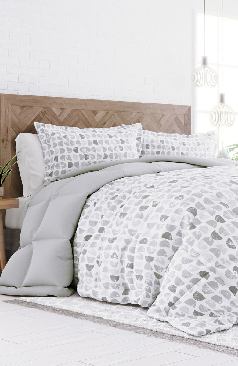 HOMESPUN Premium Down Alternative Moonlight Stars Reversible Comforter Set, Alternate, color, Light Gray