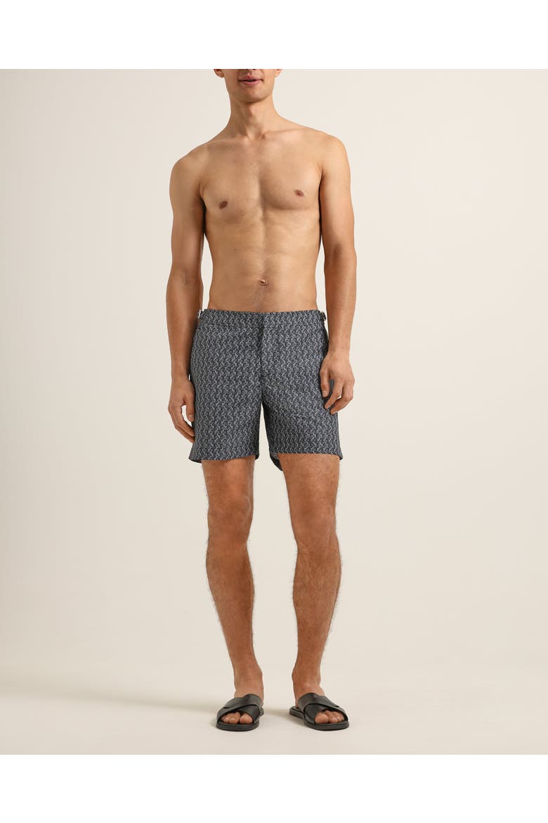 Bulldog Exclusive-Print Mid-Length Swim Shorts, Alternate, color, NIGHT IRIS