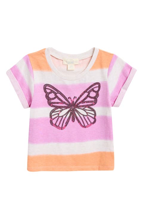 Kids' Sequin Butterfly Ombré Stripe T-Shirt (Toddler, Little Kid & Big Kid)