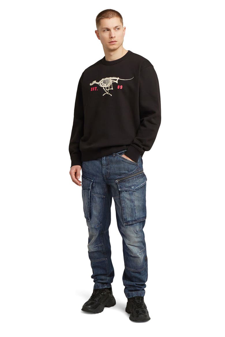 Running Dog Crewneck Sweatshirt, Alternate, color, DARK BLACK