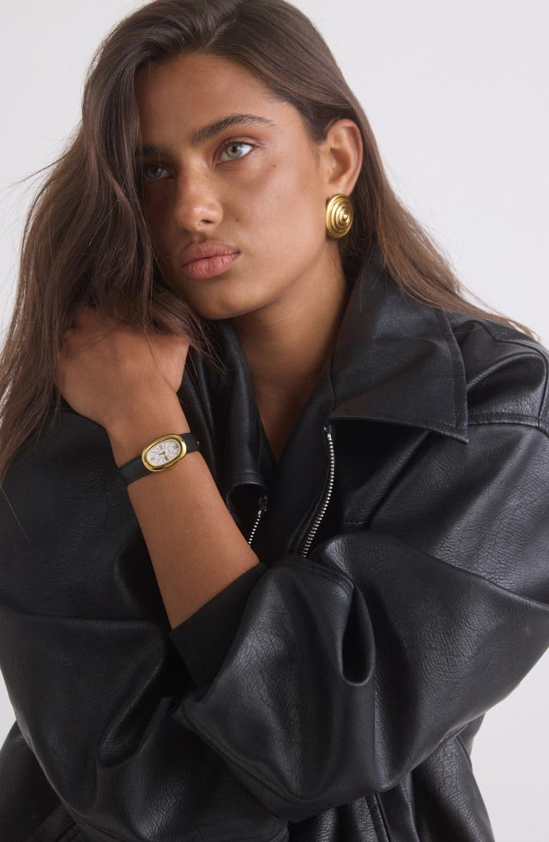 CENDRE Bridgette Leather Strap Watch, 21 x 30mm, Alternate, color, 