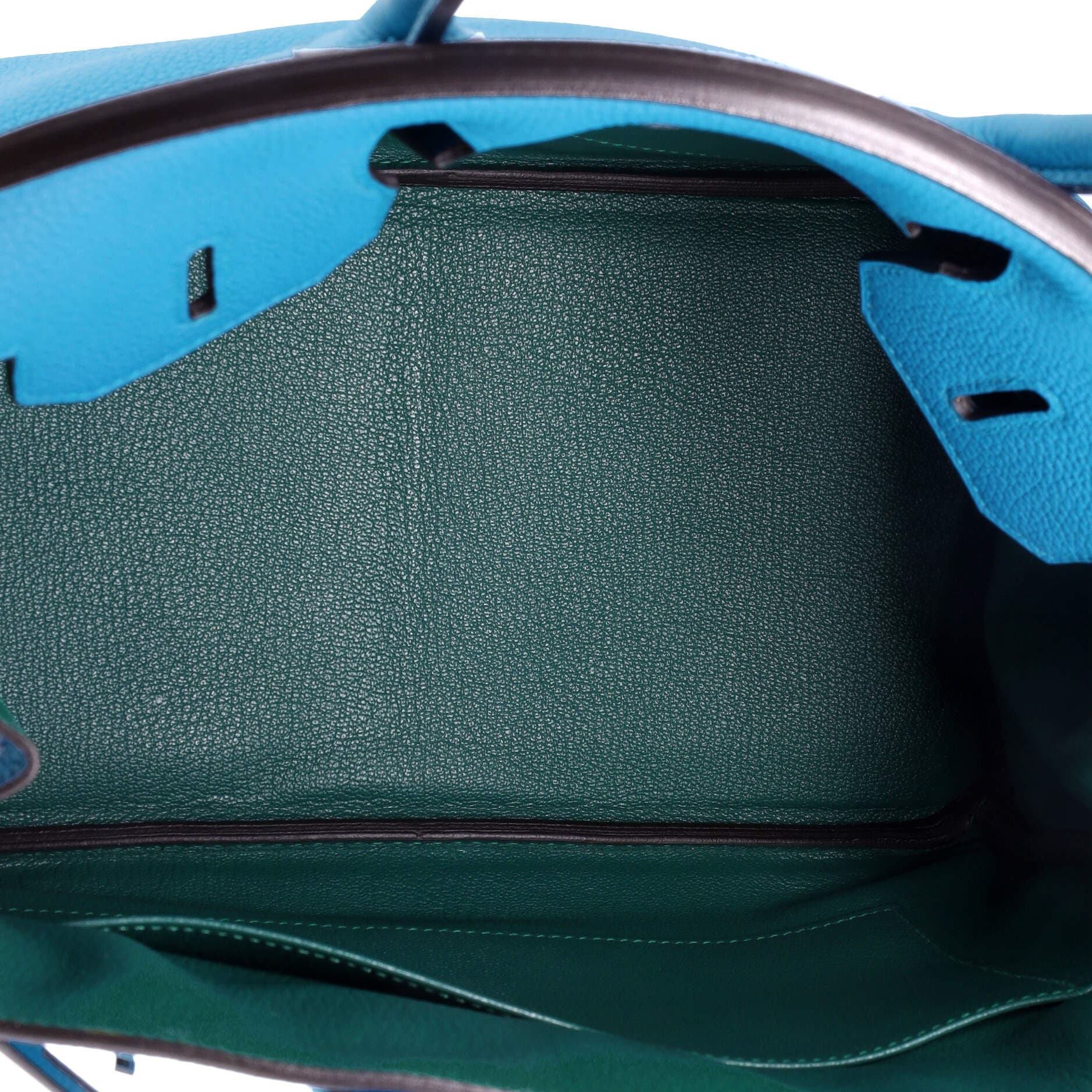 Pre-Owned Hermes Birkin Handbag Verso Togo with Palladium Hardware 30, Alternate, color, Bleu Zanzibar/Malachite