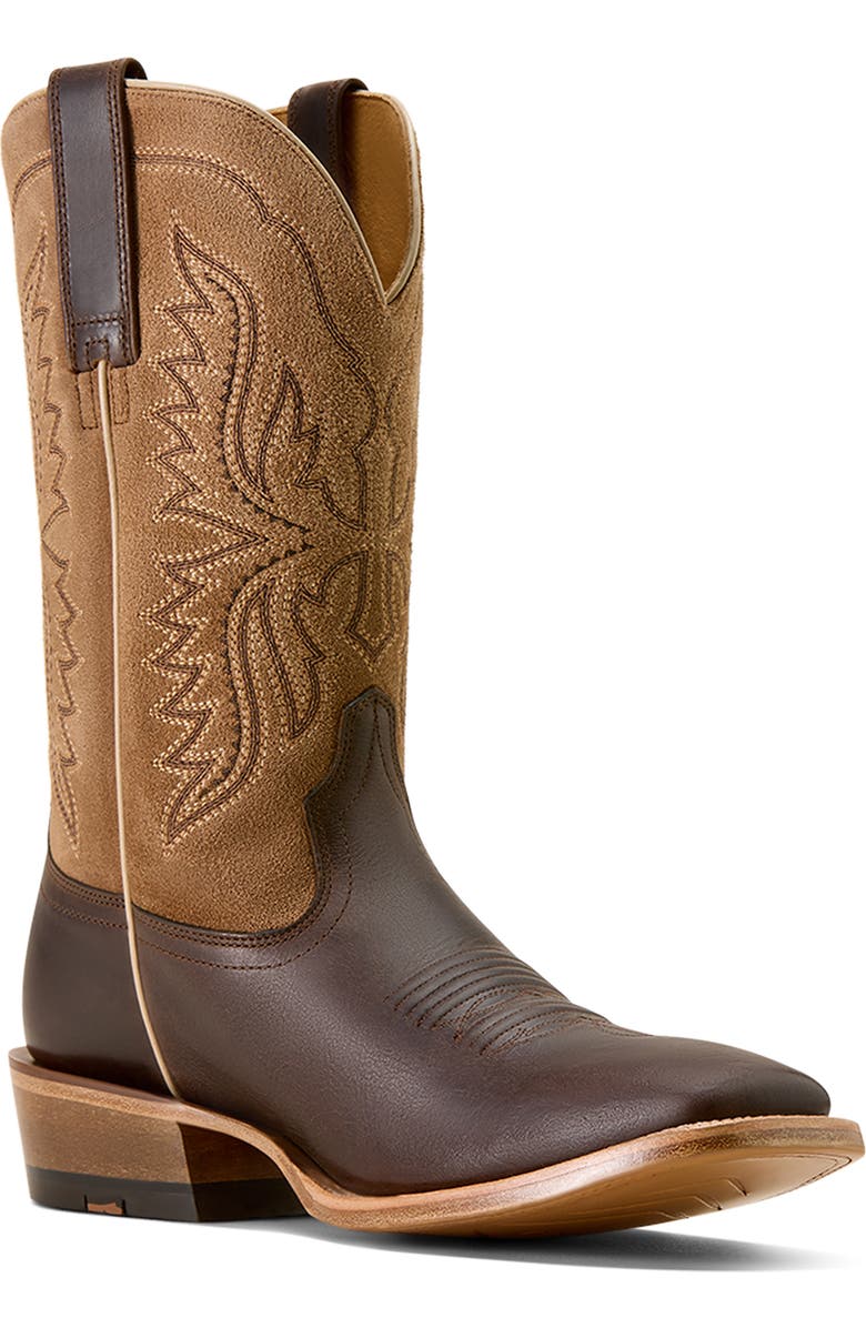Ariat Preston Wide Square Toe Cowboy Boot, Main, color, Brown