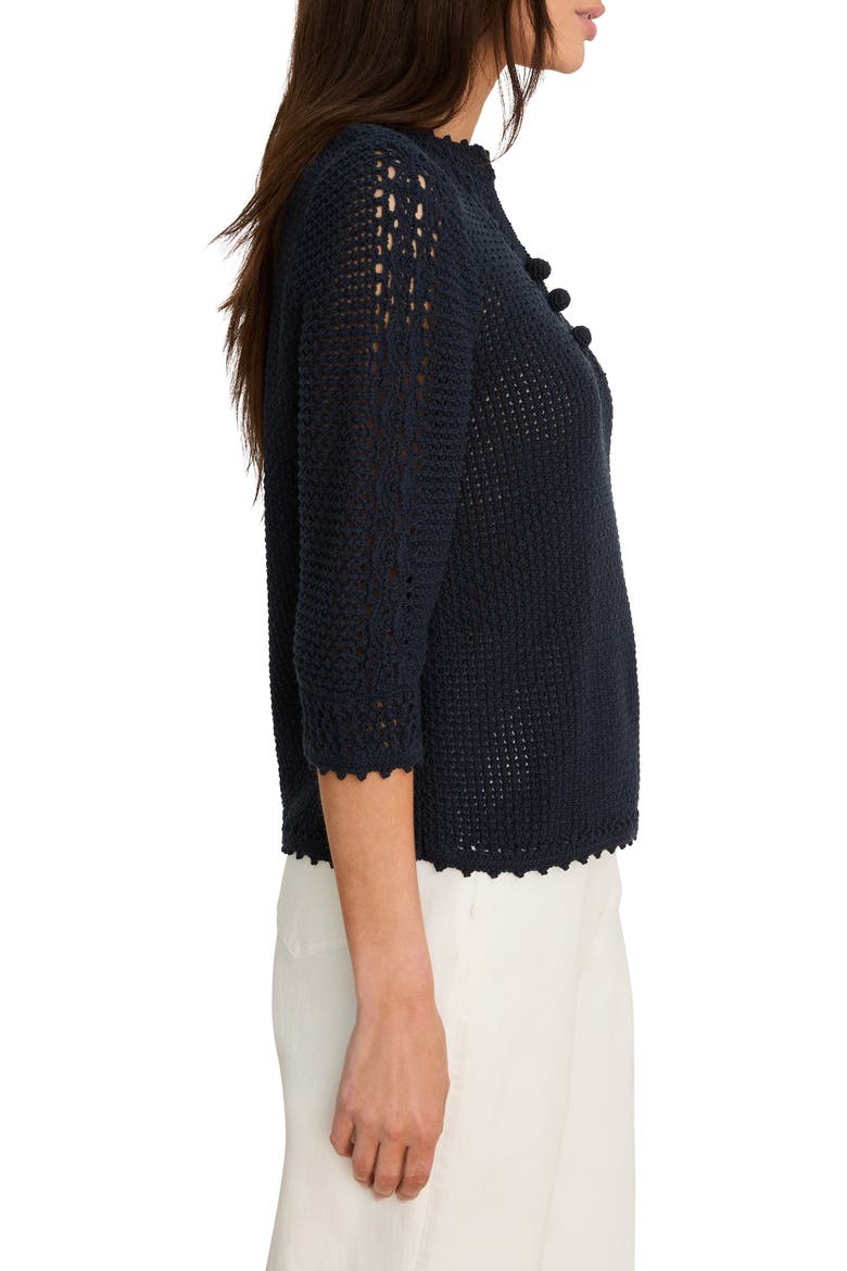 Semisheer Cotton Blend Open Stitch Sweater, Alternate, color, DARK INDIGO